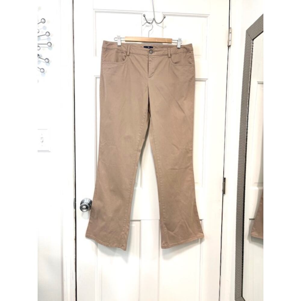 GAP Stretch Khaki Pants Womens 14 Wide Leg‎ Flare Cotton Classic Capsule Casual